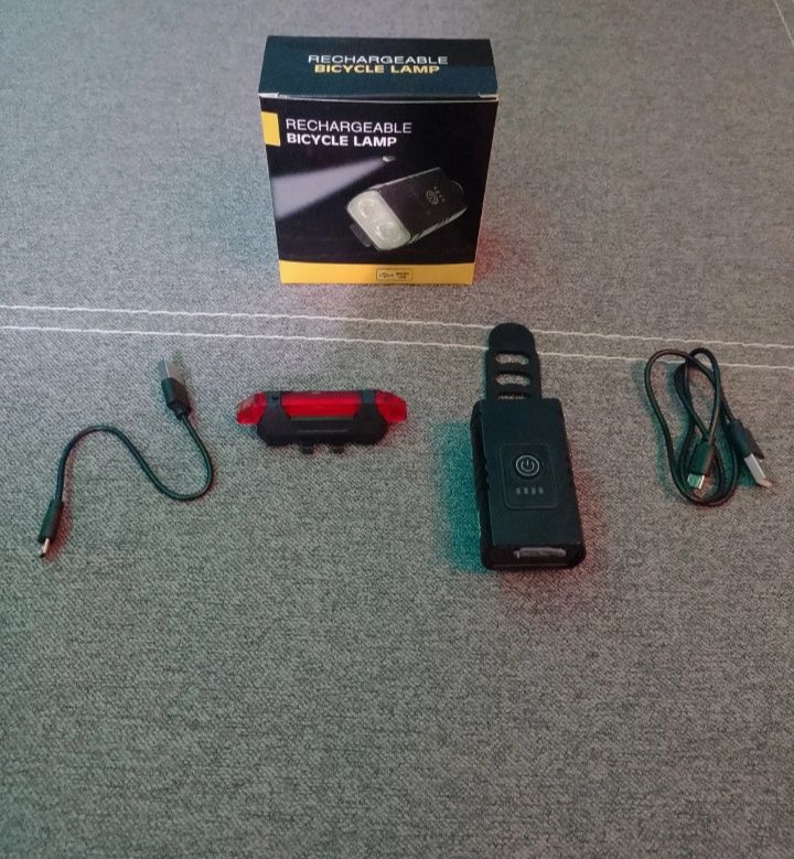 Box lampek rowerowych LED przód i tył ładowanych na kabelki USB
