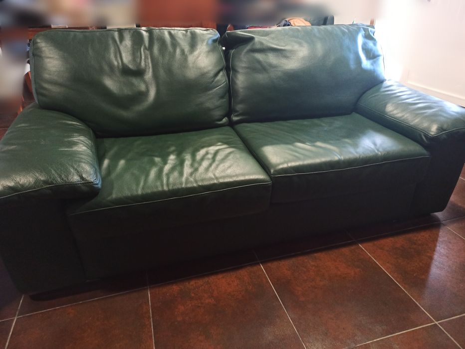 Sofá de pele verde