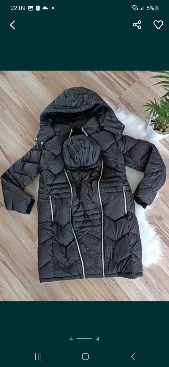 Nowy Płaszcz ciążowy z kapturem zimowa kurtka przeciwdeszczowa 38 m