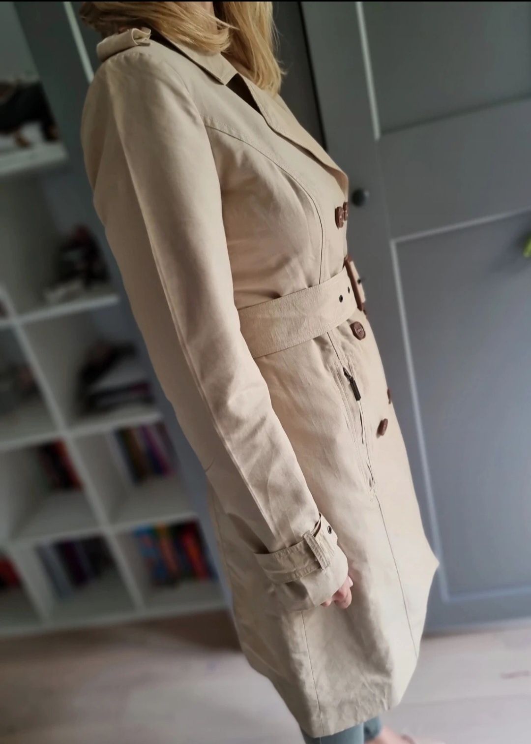 Nowy płaszcz trencz prochowiec beżowy piaskowy Zara roz 36 S