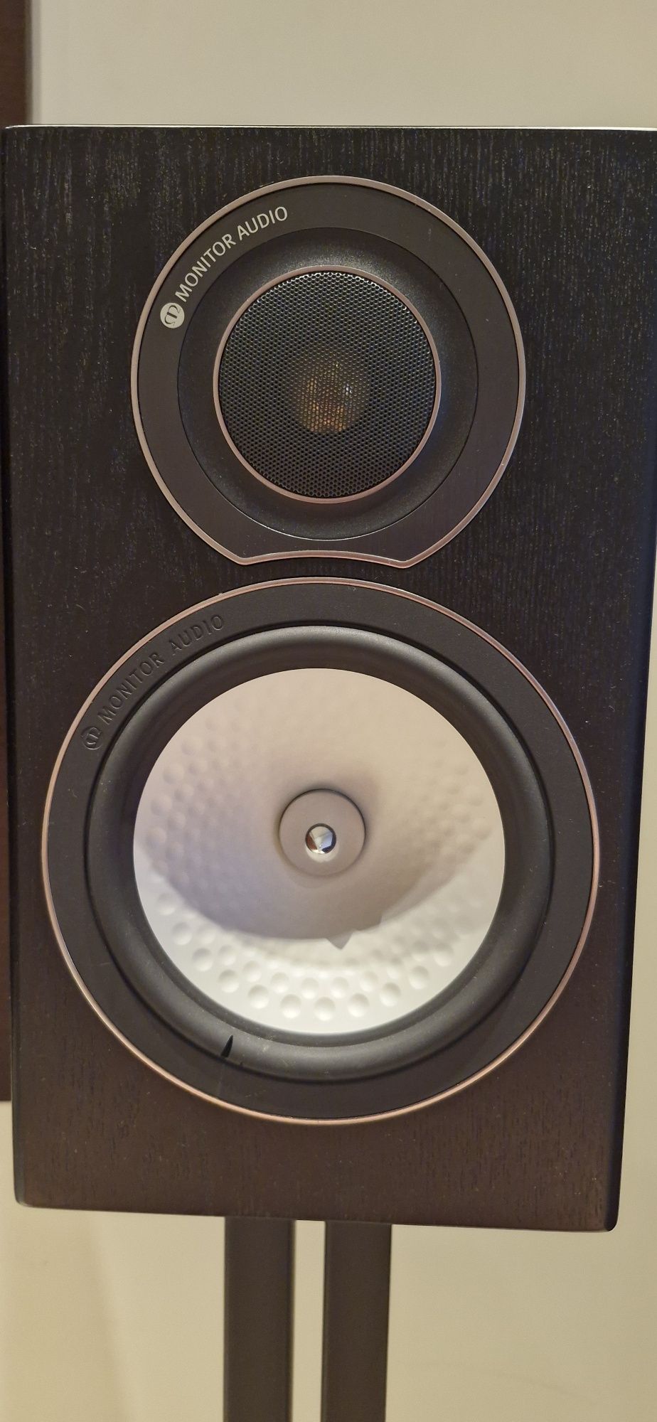 Kolumny Monitor Audio RX1 na stojaku
