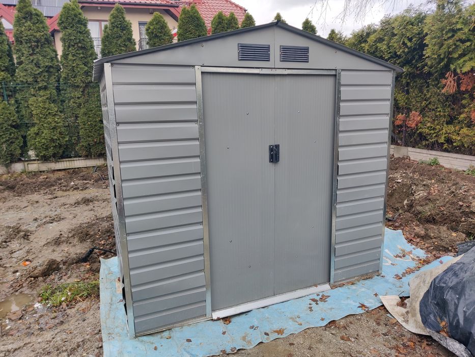 Domek narzędziowy ogrodowy blaszak blaszany na budowę i ogród 213x131