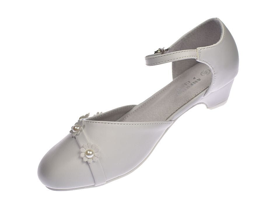 Buty komunijne białe balerinki dziewczęce na obcasie  61/24 roz. 33