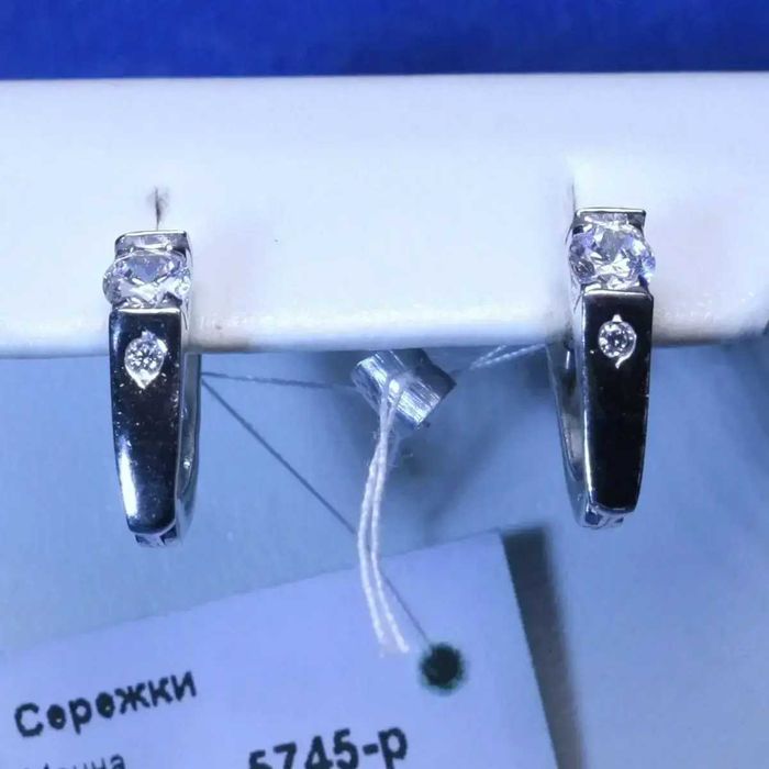 Серебряные серьги, сережки из серебра с камнями, без вставок 925 проба
