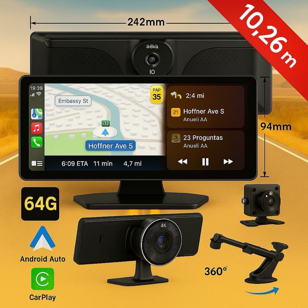 Android Auto Stacja multimedialna wideorejestrator Apple Carplay radio