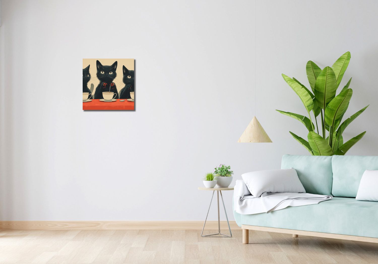 Obraz 40x40cm Czarna Kocia Kawiarenka