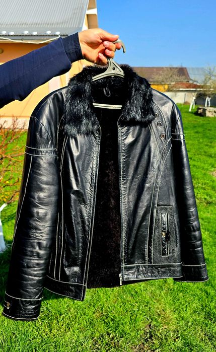 Чоловіча натуральна шкіряна дублянка