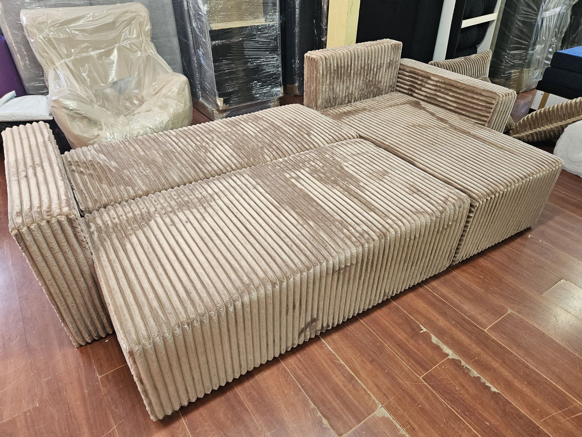 Narożnik Kanapa Sofa Gruby Sztruks Dostawa Cała Polska