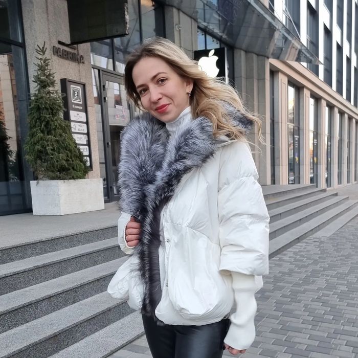 зимовий пуховик з хутром чорнобурки , пух,  пуховик с мехом