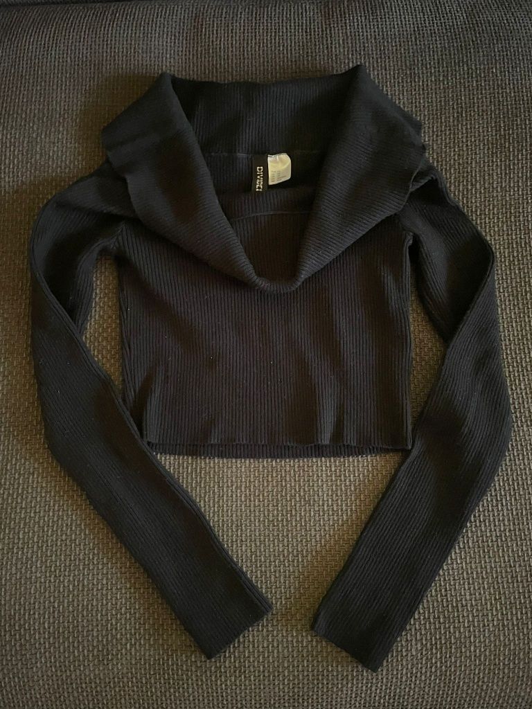 Sweter sweterek bluzka bez ramion odkryte ramiona XS h&m