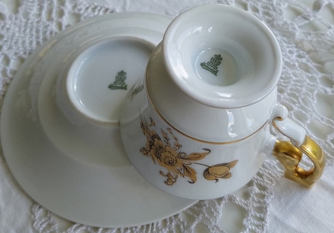 Duo, sygnowane Heinrich Selb Bavaria. Biała porcelana zdobiona