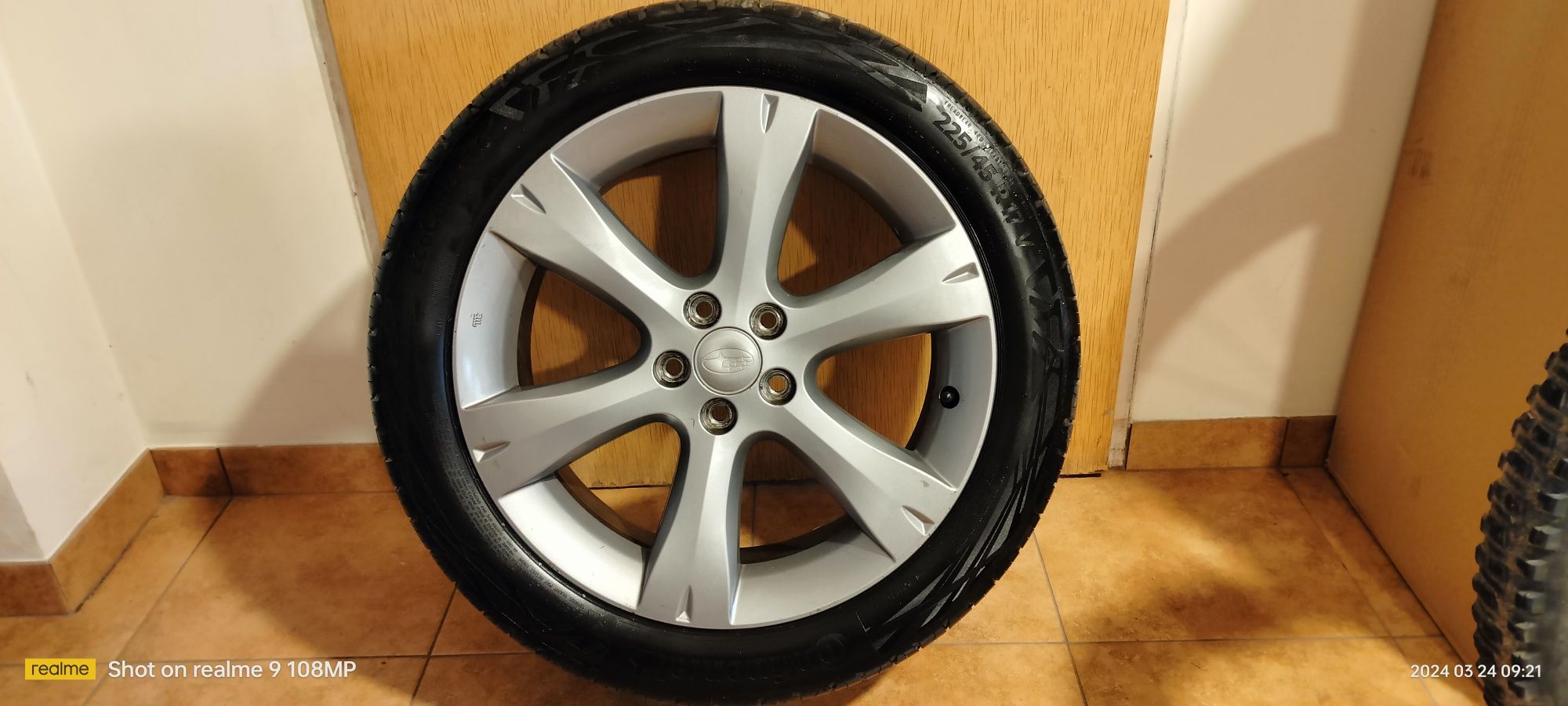 Alufelgi 17 Subaru 5x100 nowe opony continental 225/45/17