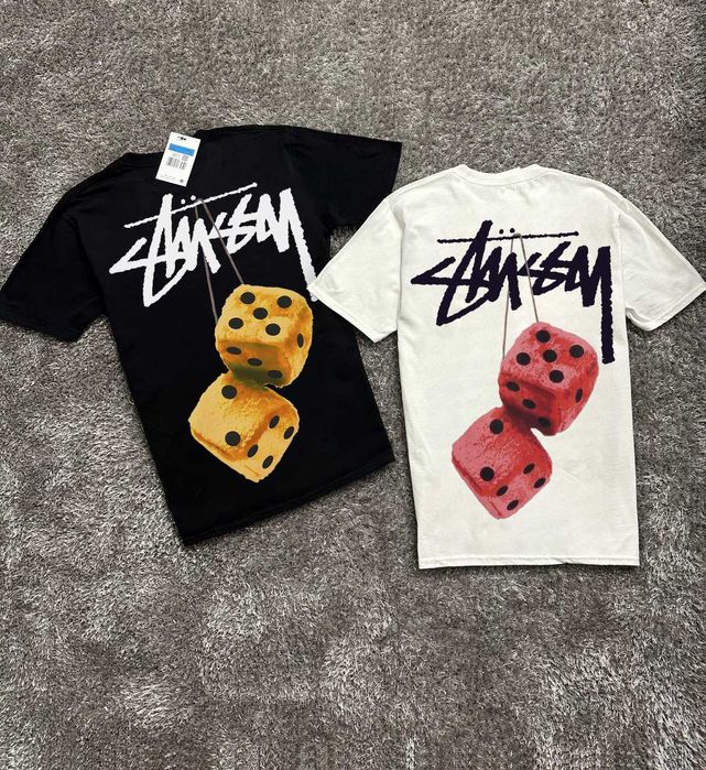 Новая футболка Stussy — Fuzzy Dice — Чорна / Біла — Стусси — С М Л ХЛ