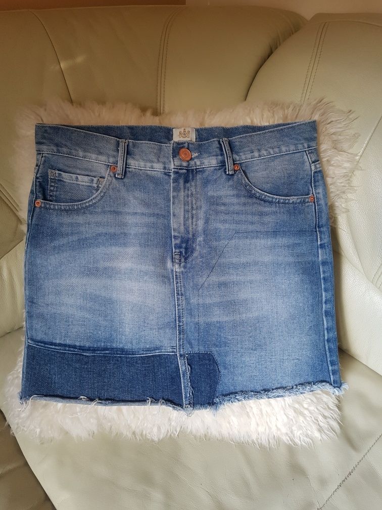 Spódnica spódniczka River Island M jeans jeansowa przetarcia