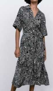 brazowa sukienka boho midi z lnem  m