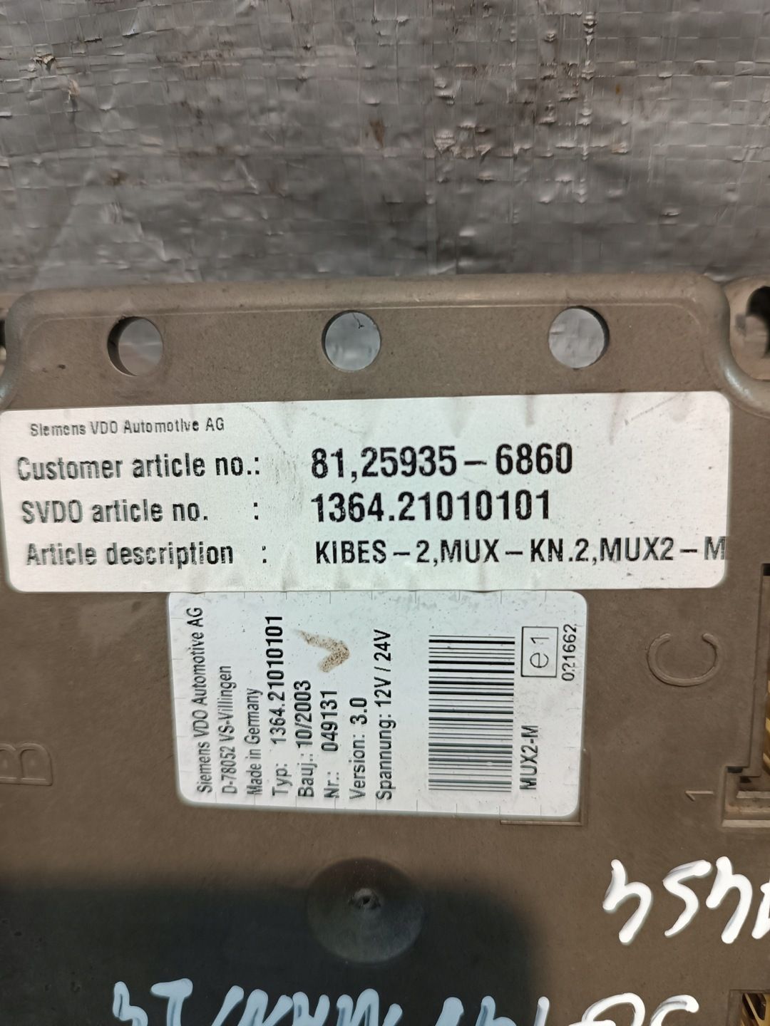 Man Autobus Sterownik MUX2-M 1364.21010101 049131 Version 3.0