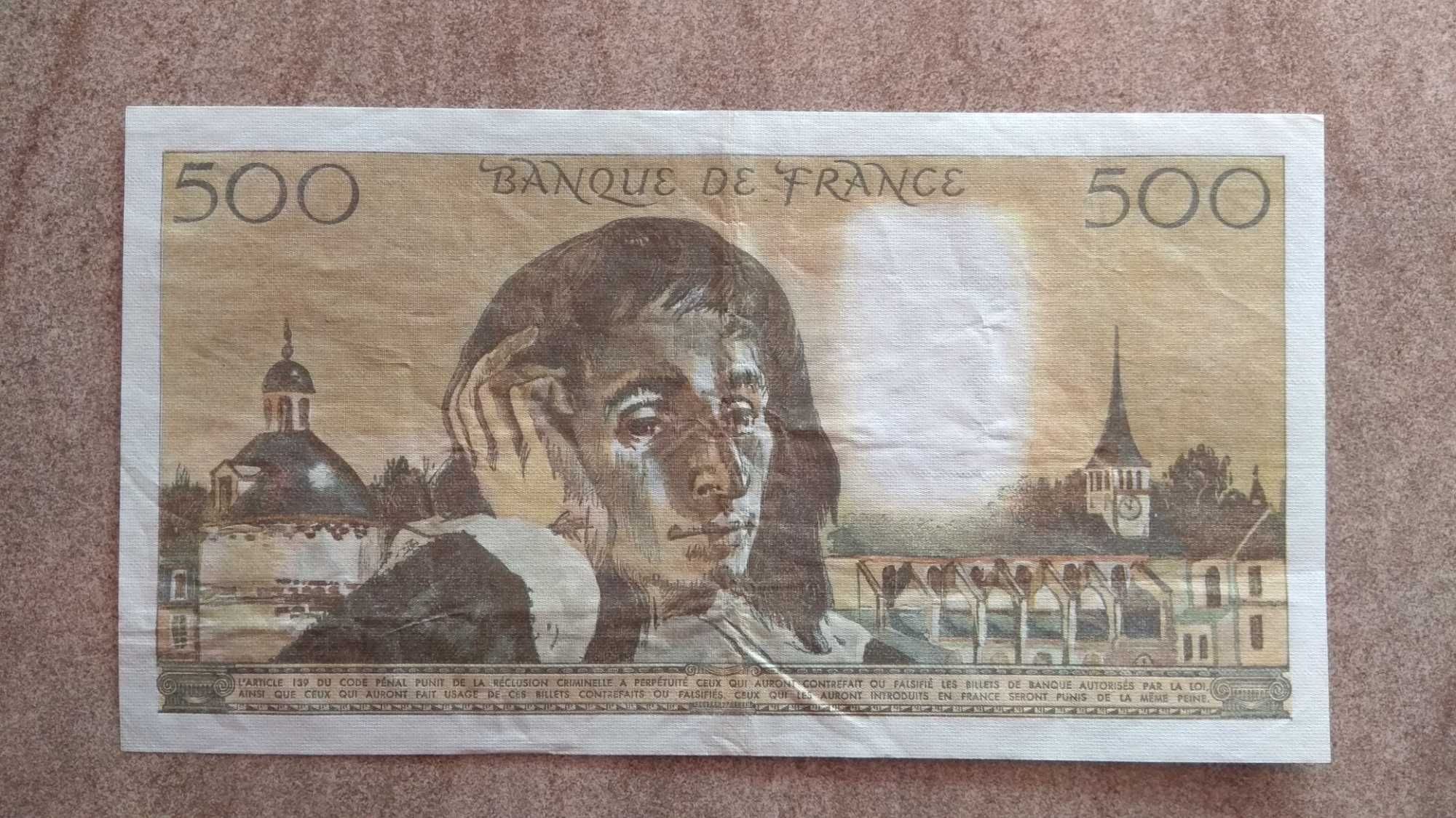 oryginalny banknot 500 franków Francja