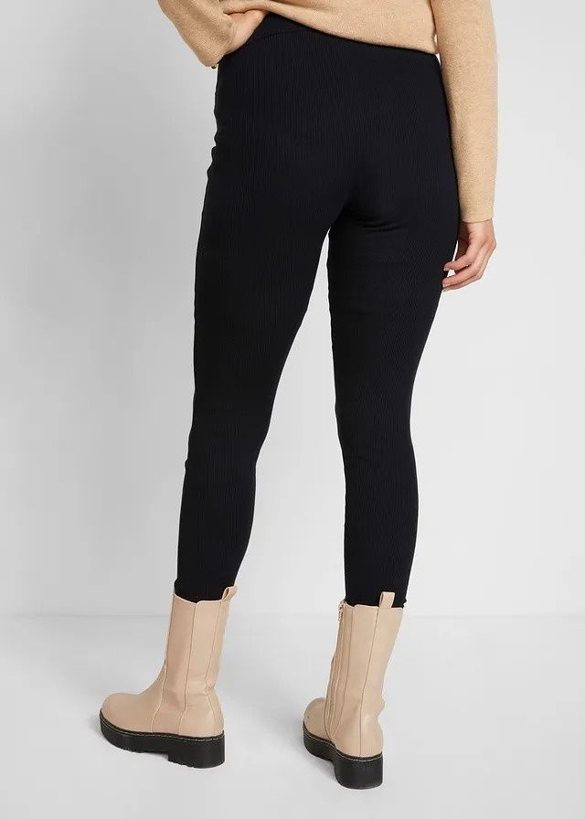 B.P.C legginsy ciążowe czarne bawełniane prążkowane 36/38.