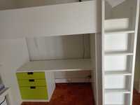 Beliche IKEA com secretária e mini armário + colchão
