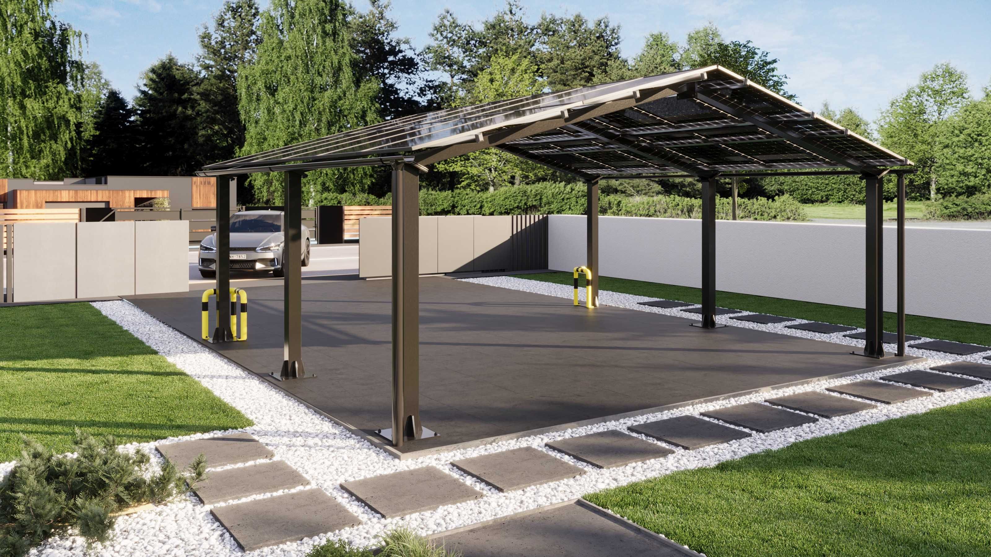 Wiata fotowoltaiczna / CARPORT / szczelna / 10 kWp