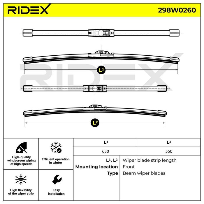 Escova do limpa-vidros RIDEX 298W0260