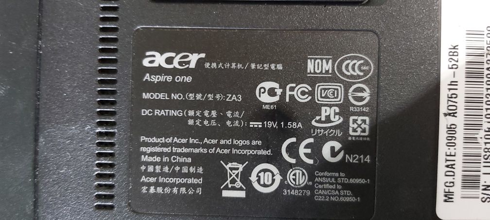 Acer aspire One 11.6 ZA3