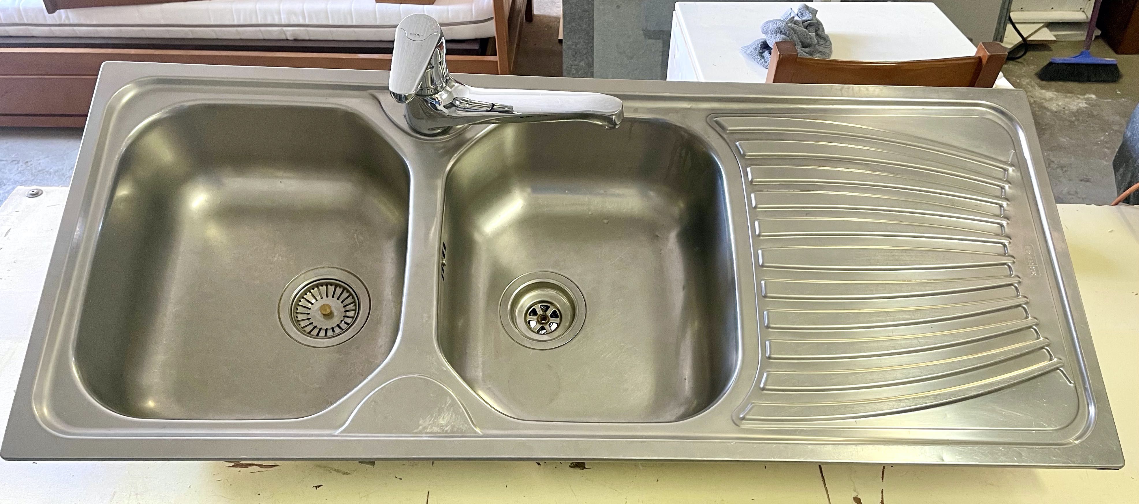 Lava louças 2 cubas em inox, com torneira incluída