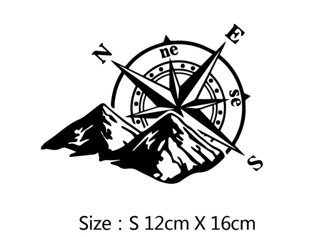 Kompas góry szczyty- 16cm x 12cm - naklejka na auto ścianę laptop quad