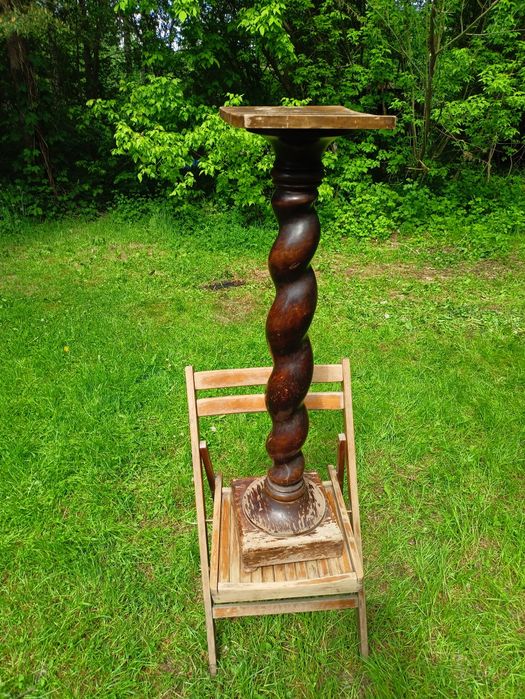 Stojak kolumna kwietnik na wazon przedwojenny drewniany