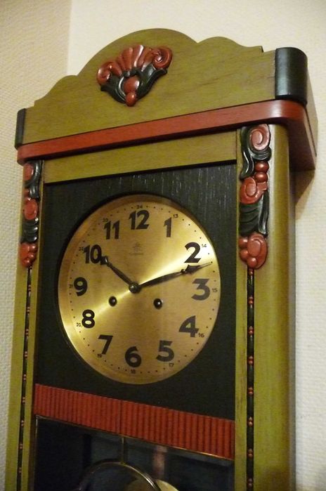 Ozdobny zegar wiszący Junghans, 2 x sygnow., sprawny, 1933r. polecam