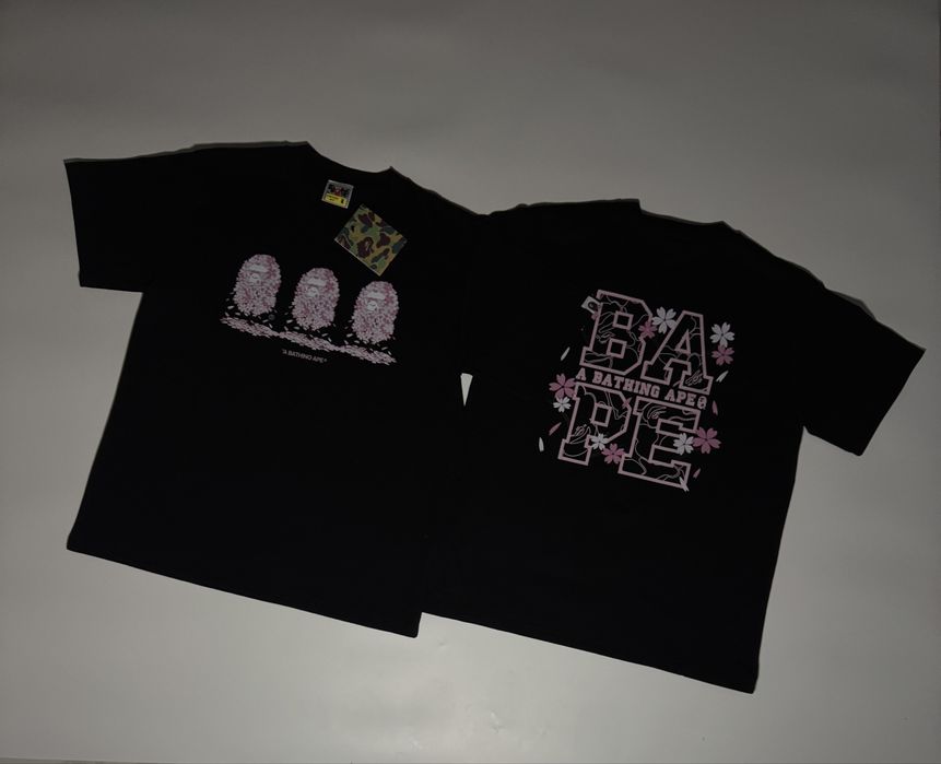!!!РОЗПРОДАЖ!!! Футболка Bape x Sakura Чорна та біла розмір S