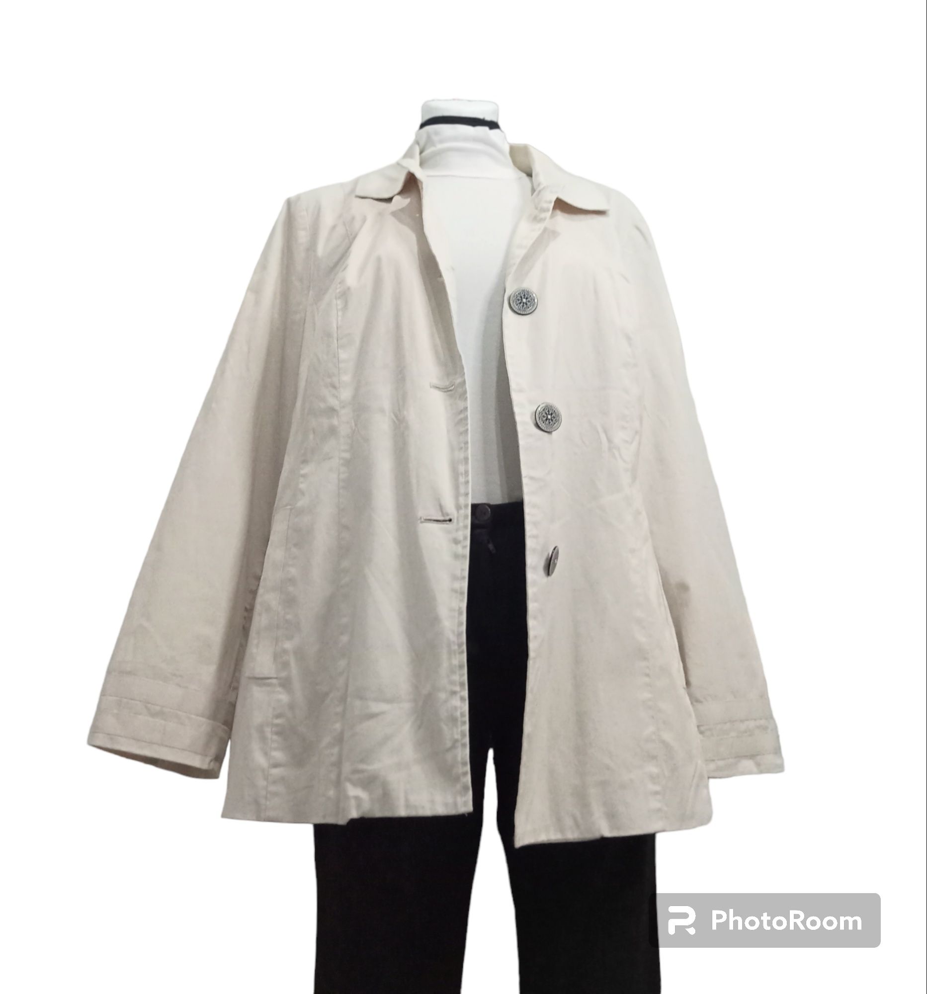 Klasyczny kremowy płaszcz Per Una 16 kremowy prochowiec przejściowy