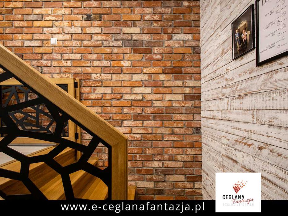 płytki z cegły rozbiórkowej, płytki ceglane, cegła cięta na ścianę