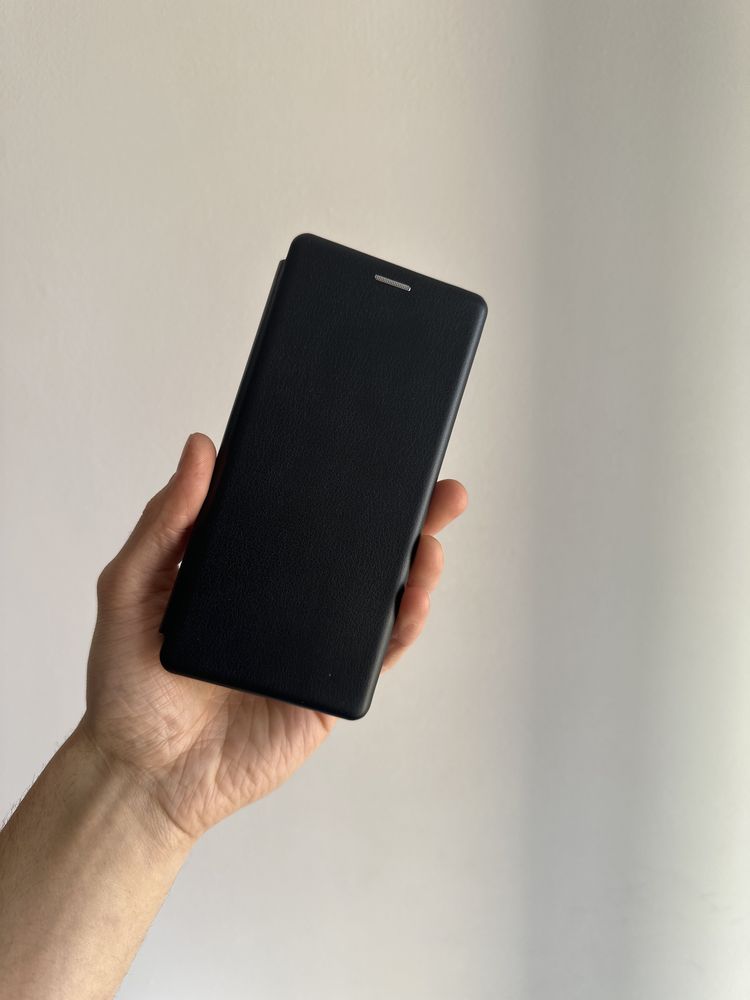 Etui zamykane czarne + SZKŁO hartowane do Motorola moto G84