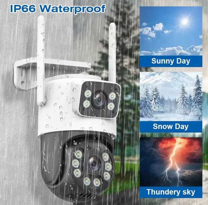 Високоякісна 8MP вулична WiFi камера P6-QQ6 з двома об’єктивами icsee