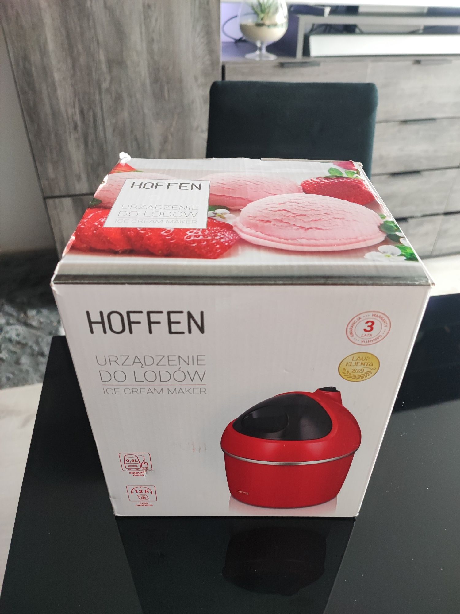 Urządzenie do lodów Hoffen czerwone - domowe lody