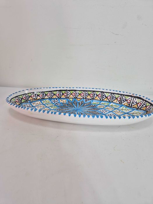 Tunezyjska miska do serwowania, mozaika, ręcznie malowana, owalna