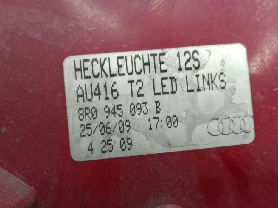 Фонарь левый в крышке 8R0945093B для Audi Q5 2008-2012
