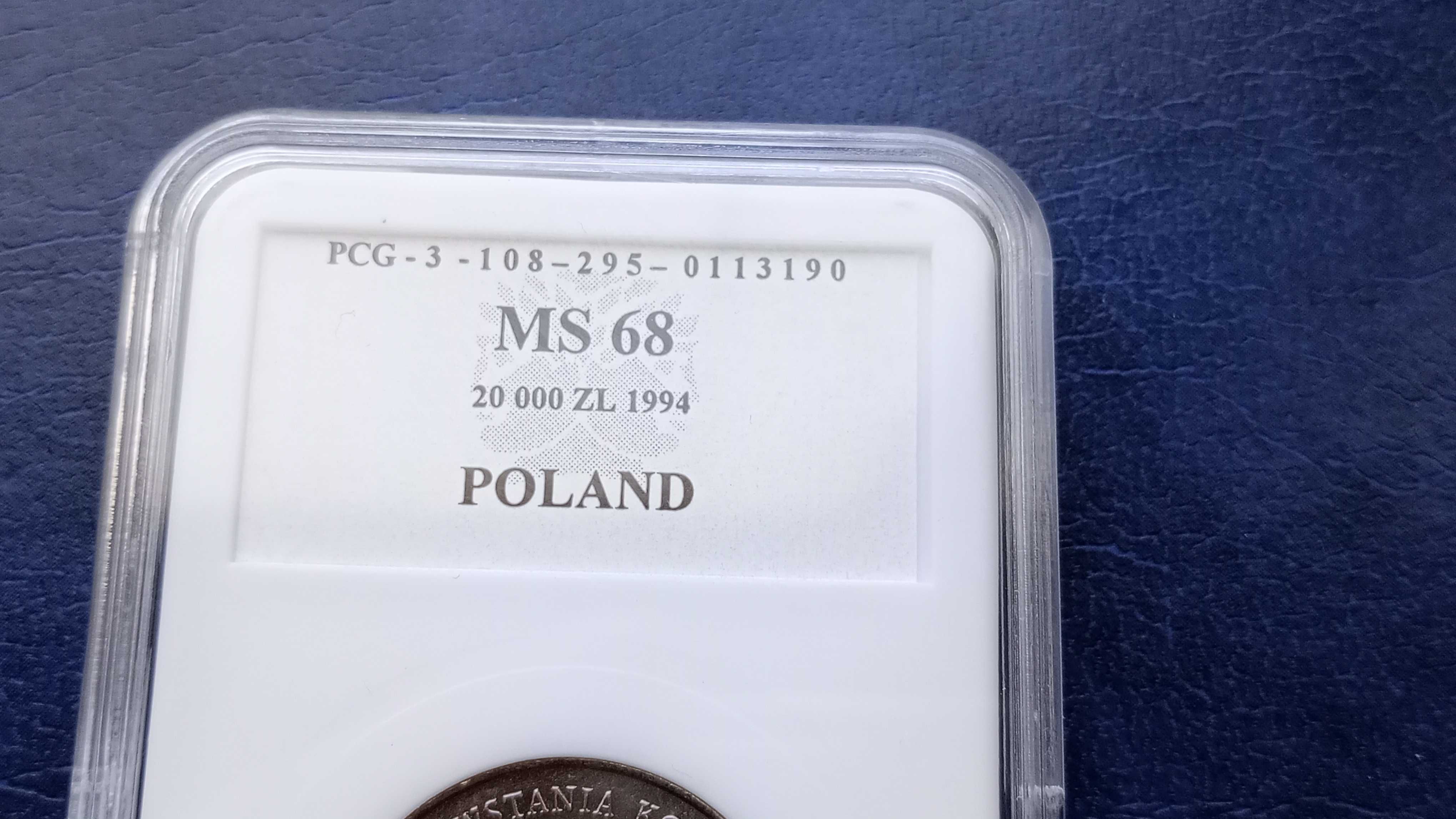 Stare monety 20000 złotych 1994 Powstanie MS68 PRL