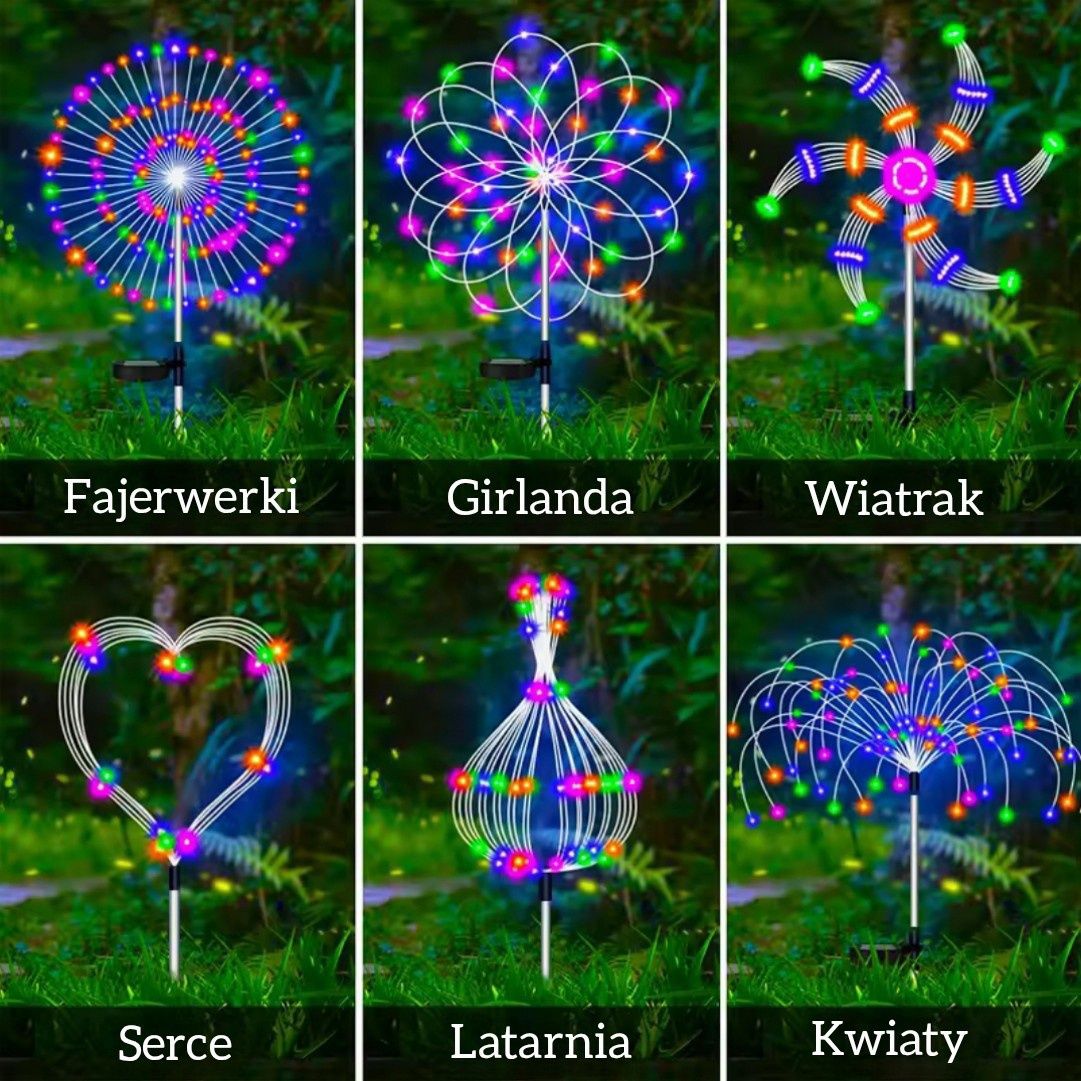 Lampka solarna 420 LED dmuchawiec, fajerwerki do ogrodu na taras etc.