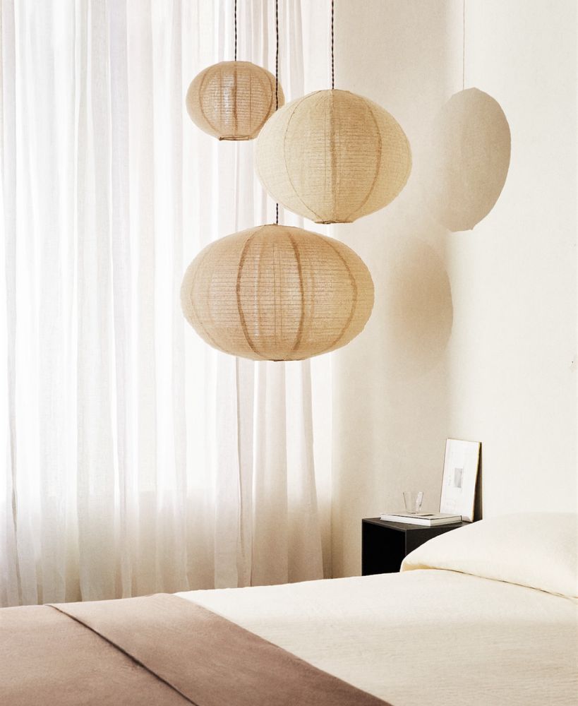 Abażur lampa lniana Zara Home Nowe z metkami 3 szt. BOHO Retro japandi