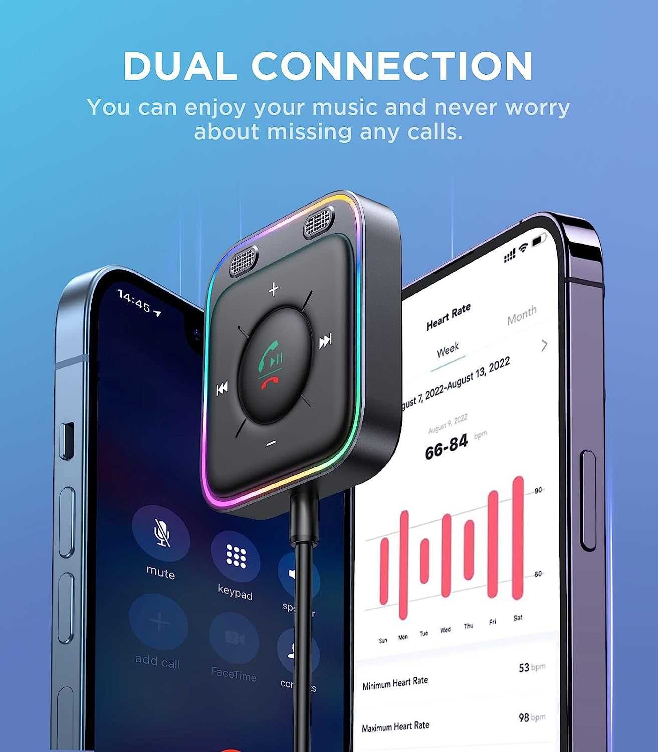 Transmiter samochodowy Bluetooth 5.3, dwa mikrofony JOYROOM spc237
