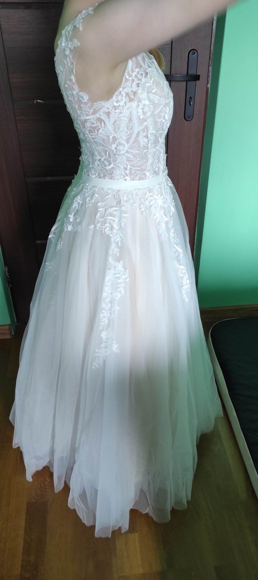 Suknia ślubna SPOSA na wzrost 160cm rozmiar 34