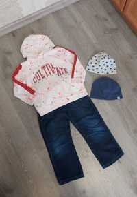 Худи кофта Zara 5-6 лет,  джинсы и шапочки H&M