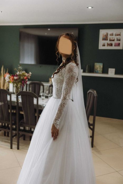 Piękna Suknia Ślubna Śnieżnobiała