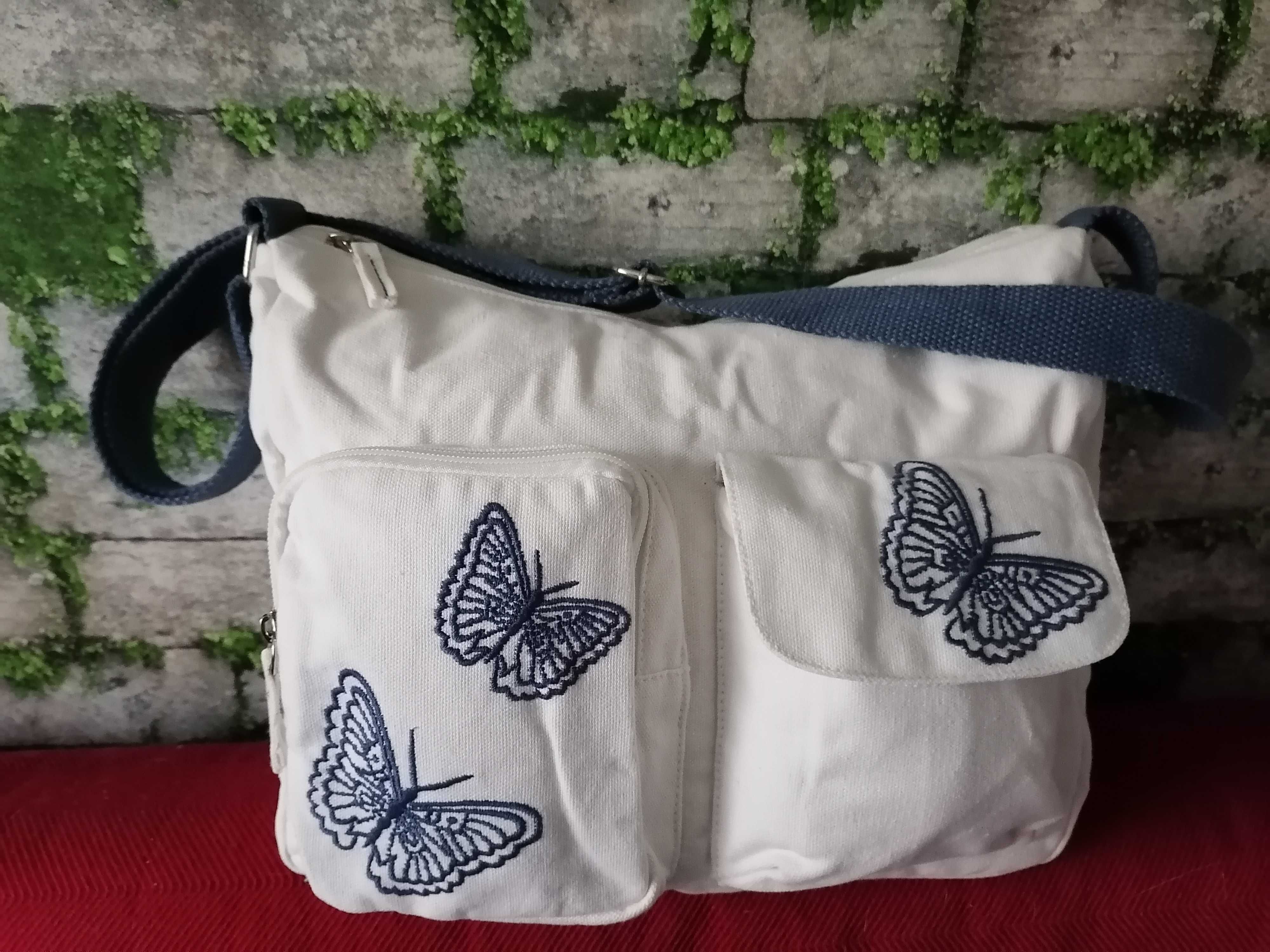 nowa torebka torba na ramię plaża haft haftowane motyle wiosna lato