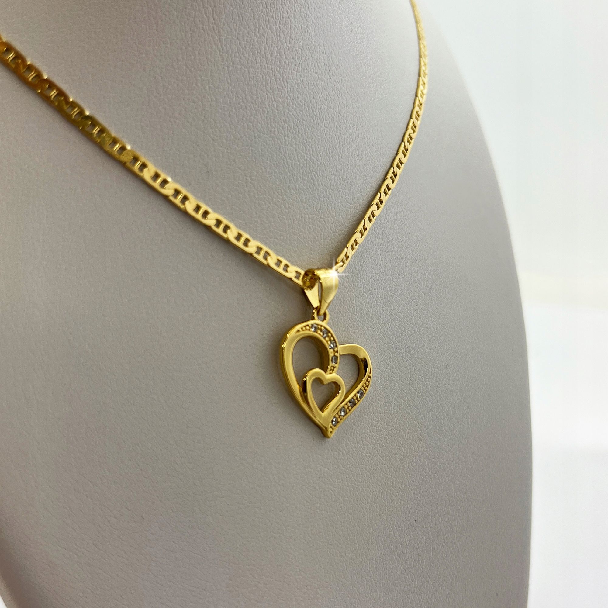 Złoty Naszyjnik Serce 925 Srebro + Złoto Prezent Dla Kobiety Na Roczni