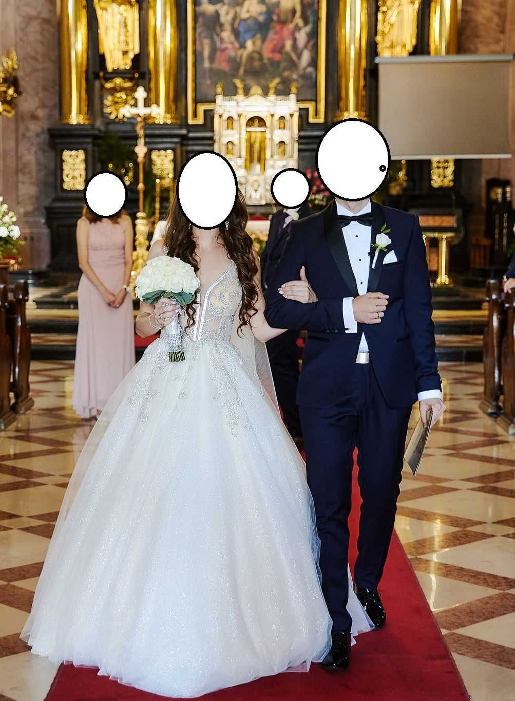 Przepiękna suknia ślubna księżniczka Giselle XS/S + koło i welony
