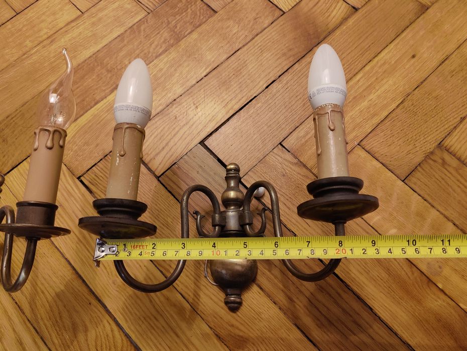 Żyrandol mosiężny 5 ramienny + kinkiety