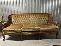 Vintage sofa kanapa komplet wypoczynkowy fotel Ludwik plecionka retro